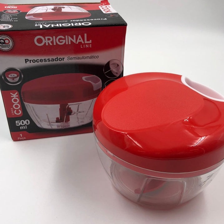 Processador de Alimentos Manual 500ml | 3 Lâminas Multiuso