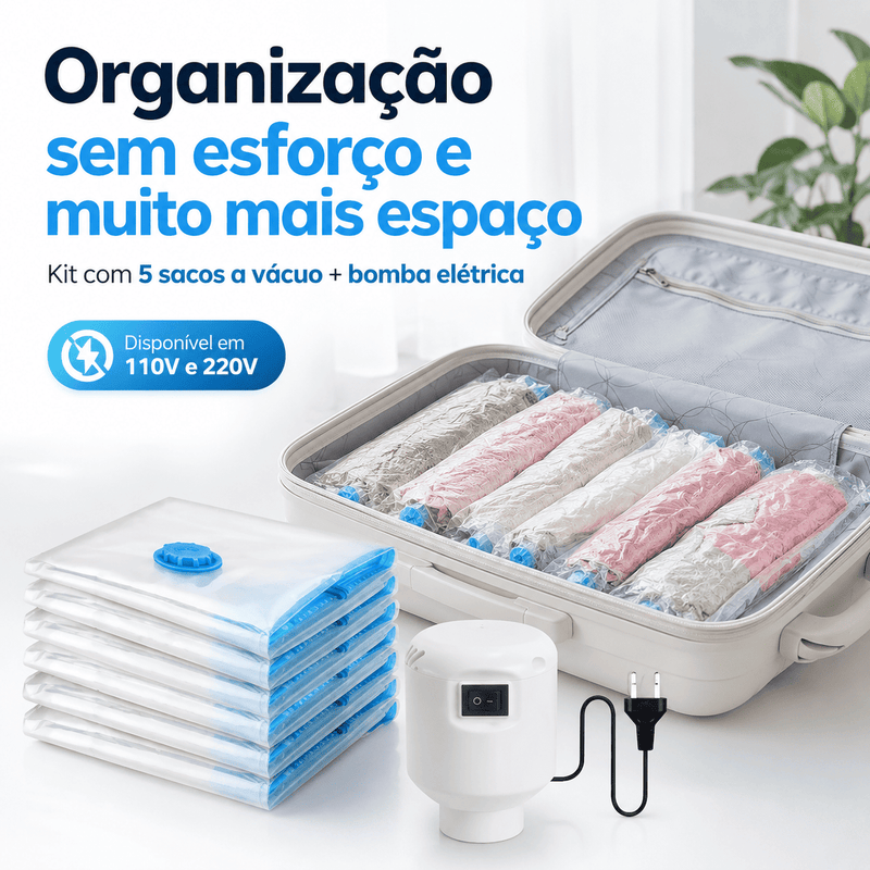 Kit Compact Premium – Saco a Vácuo + Bomba Elétrica