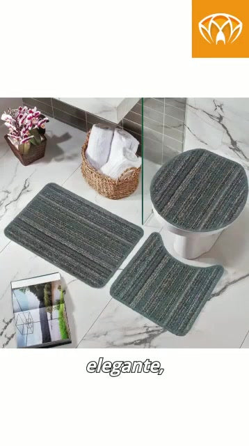 Jogo de Banheiro 3 Peças Antiderrapante | Luxo Felpudo Aveludado