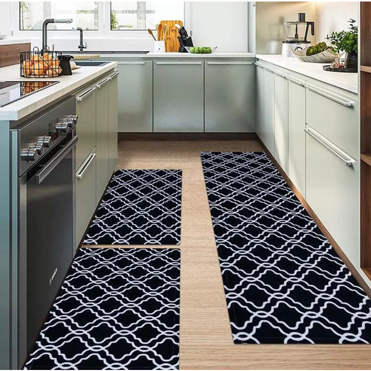 Jogo de Passadeira Cozinha 3 Peças | Jacquard Antiderrapante