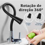 Torneira Gourmet de Parede Flexível Preta | Duplo Jato 1/4 de Volta
