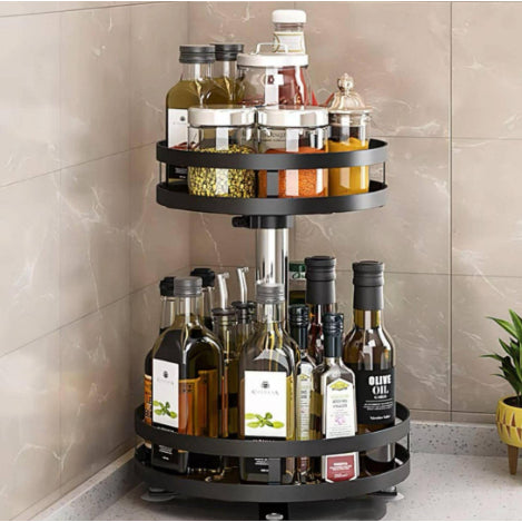 SpinShelf 2 Camadas – Prateleira Rotativa 360° Multiuso | Alta Durabilidade