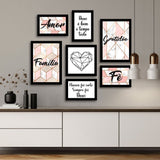 Kit 7 Placas Decorativas | Tema Abstrato Geométrico Rose (60x70cm)