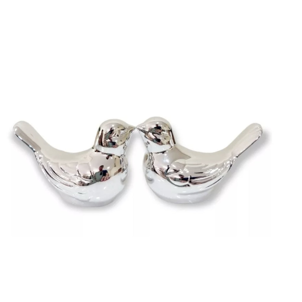 Kit 2 Passarinhos Decorativos | Enfeite de Cerâmica para Mesa