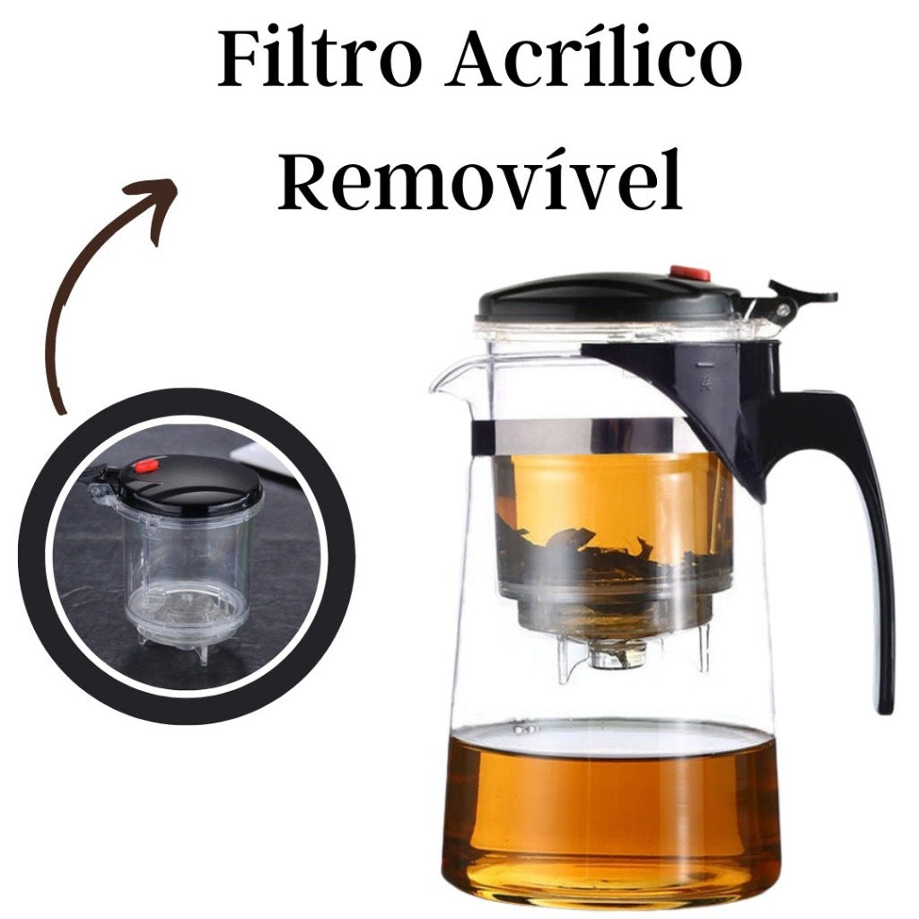Bule de Vidro 600ml com Infusor | Chá Prático e Elegante