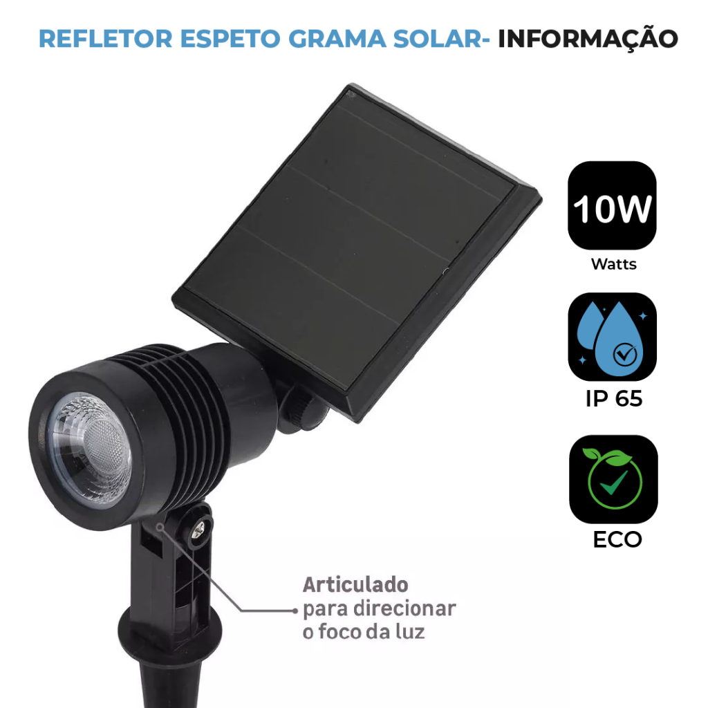 Kit 1-4 Luminária Espeto Jardim Solar LED 10W Refletor Solar | Luz de Gramado | À Prova D'àgua Avançada