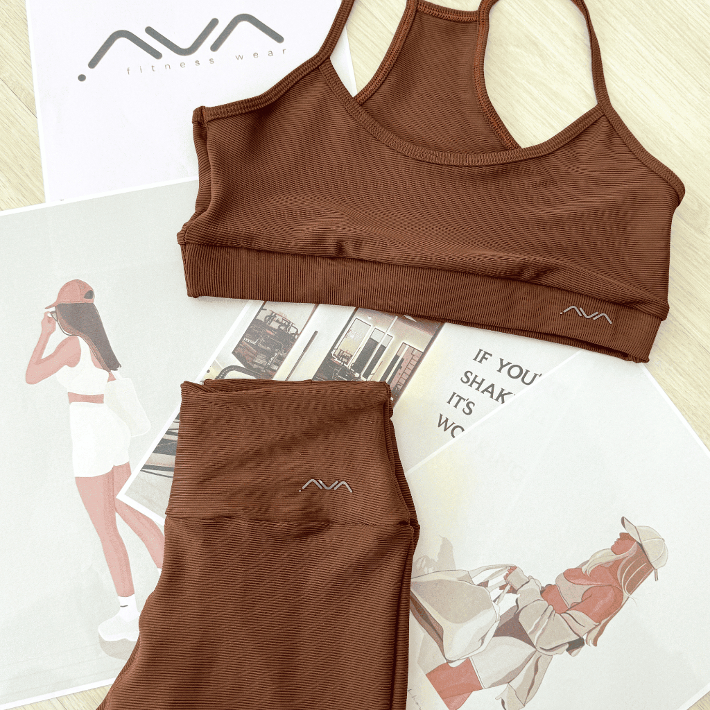 Conjunto Fitness Canelado | Top e Legging com Bolso