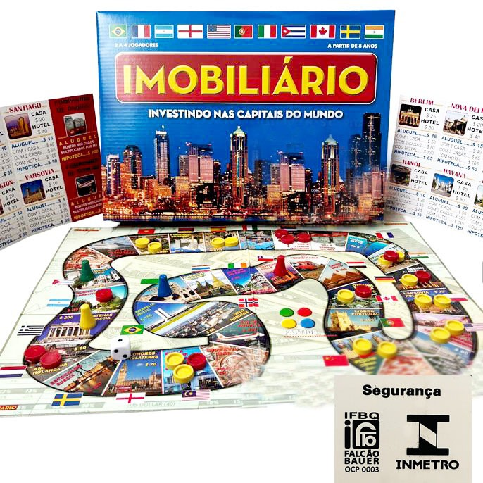 Jogo de Tabuleiro Imobiliário | Edição Capitais do Mundo