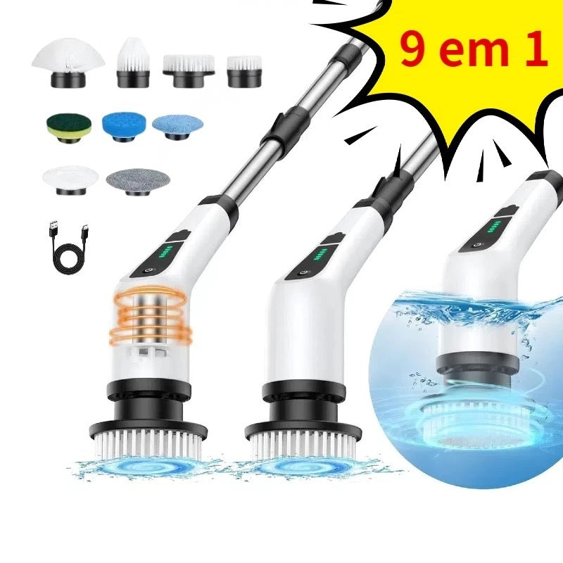 Escova Elétrica de Limpeza 9 em 1 | Ajustável e Recarregável