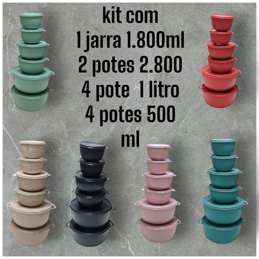 Kit 10 Bowls (Tigelas) + Jarra | Saladeira e Potes Multiuso