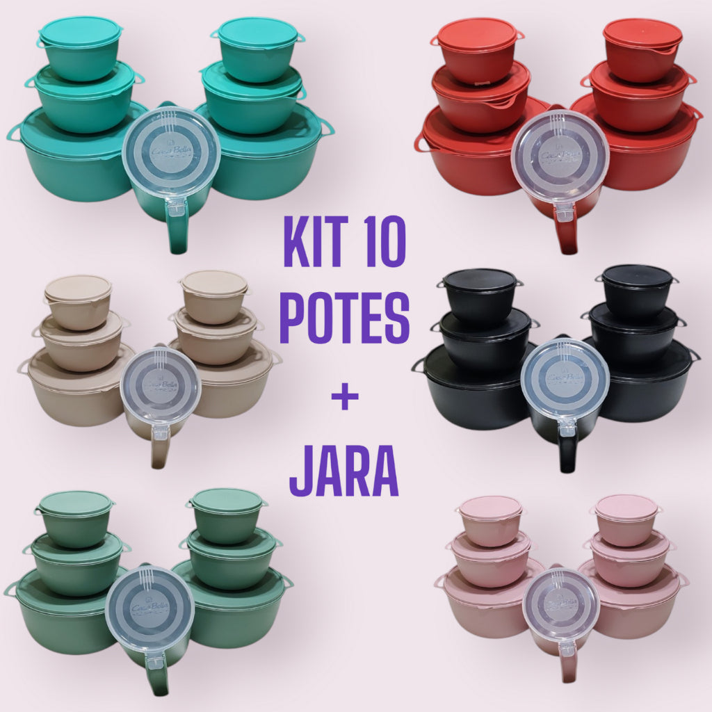 Kit 10 Bowls (Tigelas) + Jarra | Saladeira e Potes Multiuso