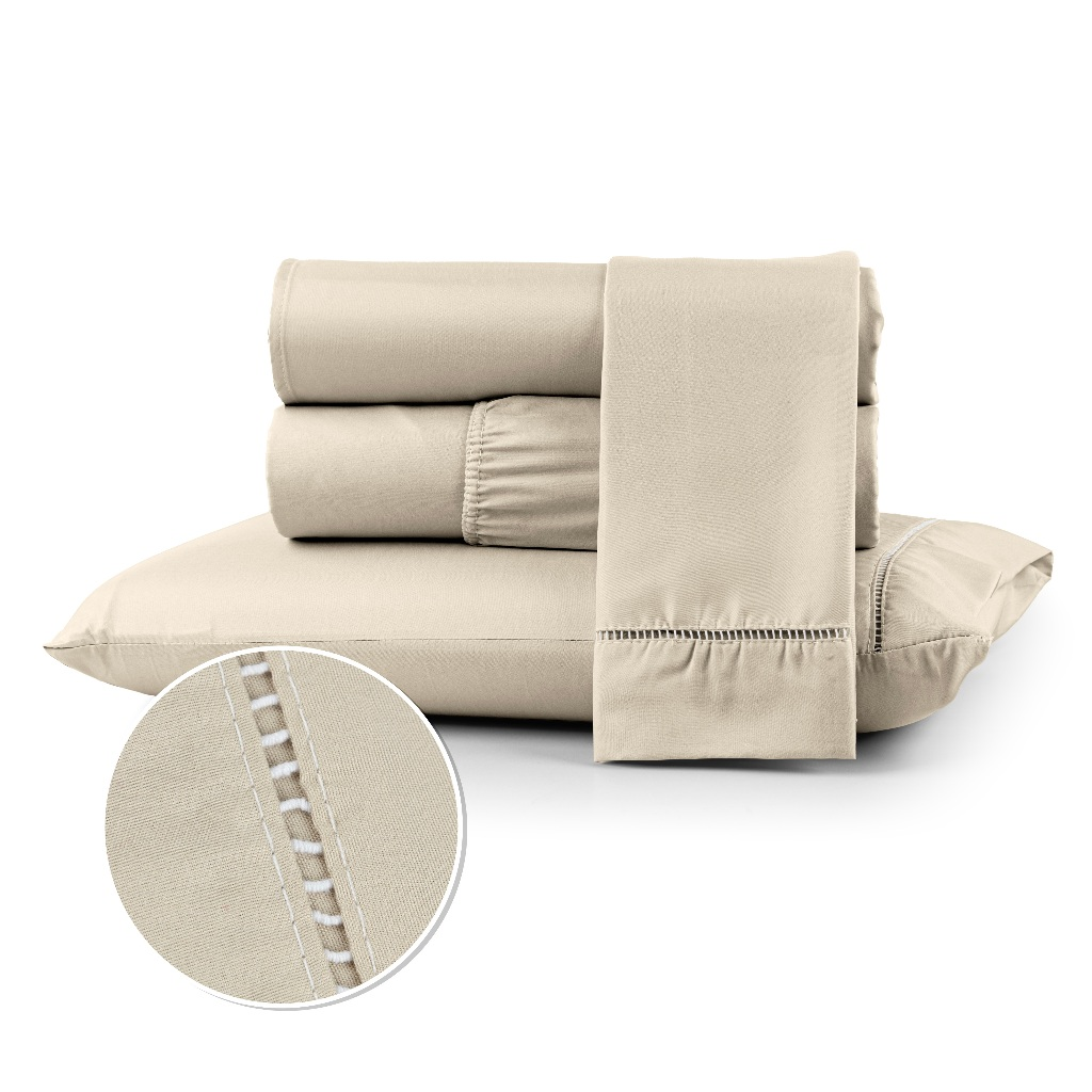 Jogo de Lençol Ponto Palito | 400 Fios Micropercal