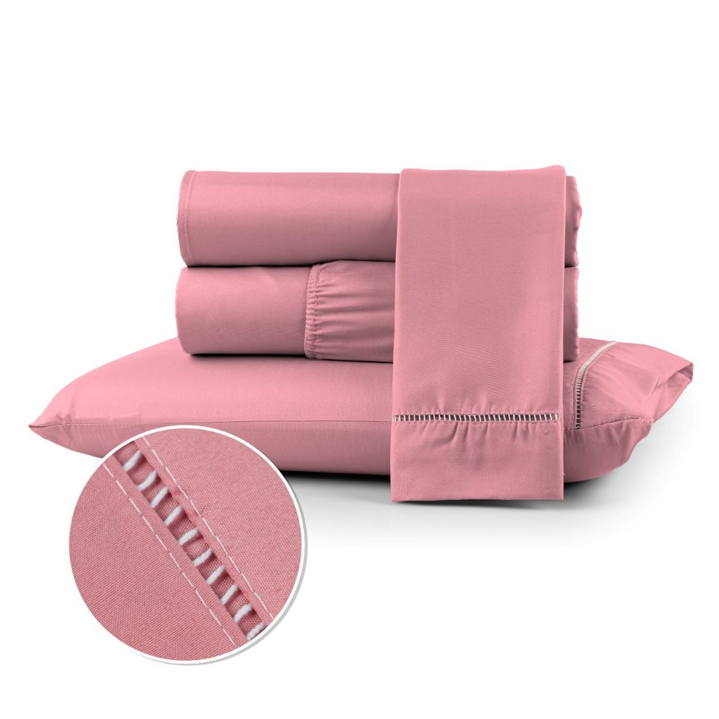 Kit Jogo Lençol Cama Box Casal Queen 400 fios Micropercal 03 Peças Ponto Palito