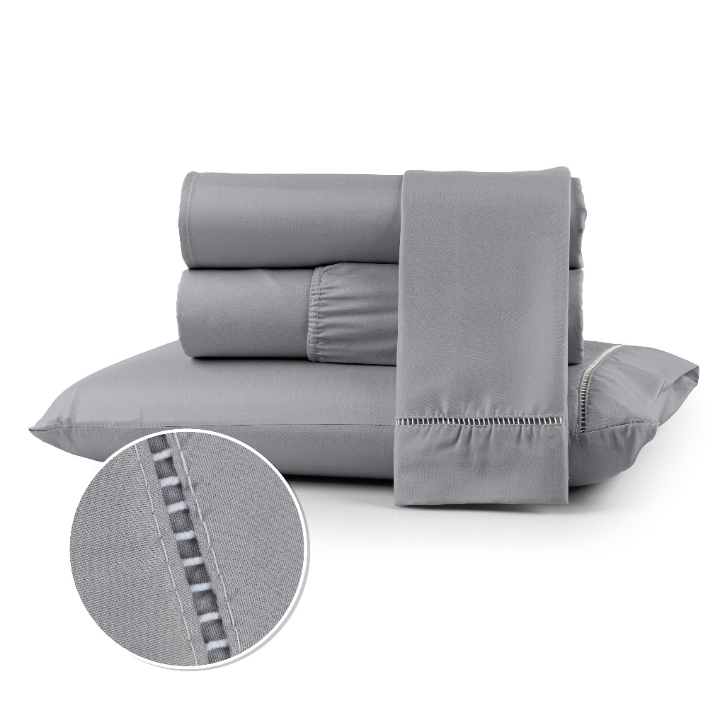Kit Jogo Lençol Cama Box Casal Queen 400 fios Micropercal 03 Peças Ponto Palito