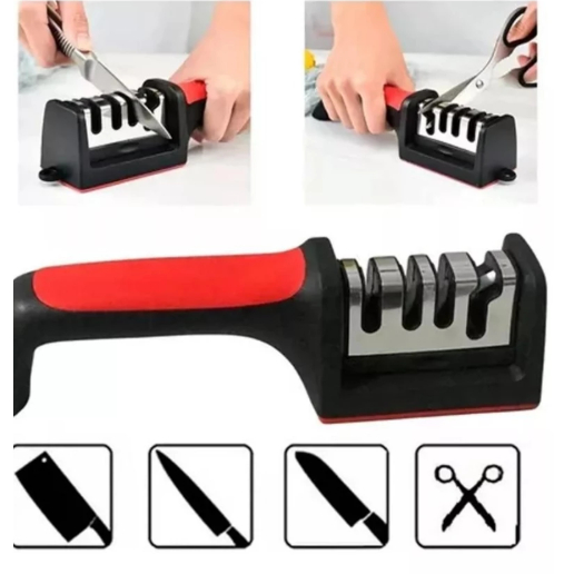 Kit Ate 3 Amoladores de Facas Tesouras Profissional base emborrachada