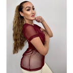 Blusa Feminina De Tule Transparente Academia Fitness Fitness Camisão