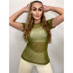 Blusa Feminina De Tule Transparente Academia Fitness Fitness Camisão