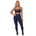Conjunto Feminino Academia Top e Legging Com Bolso No Cós Tecido Canelado AVA Fitness