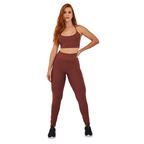 Conjunto Feminino Academia Top e Legging Com Bolso No Cós Tecido Canelado AVA Fitness