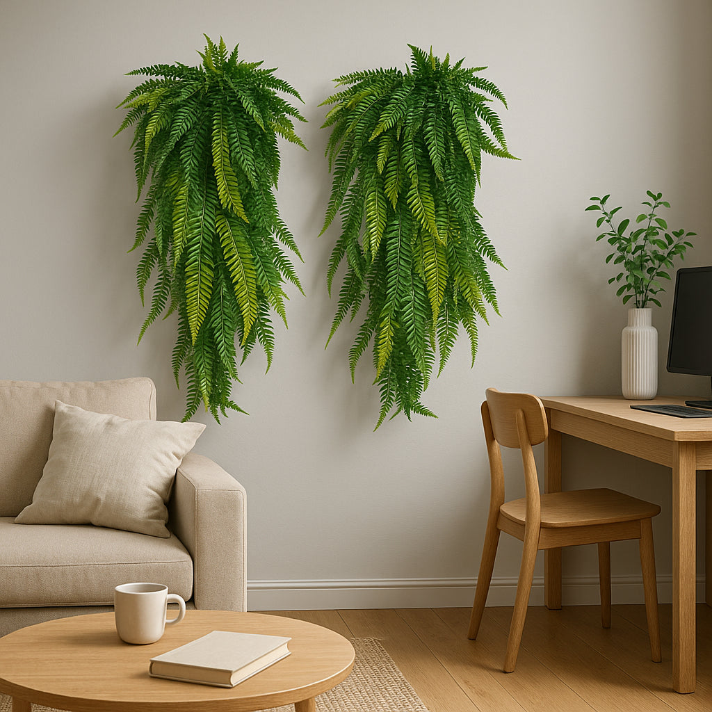 Kit 2 Samambaias Artificiais Pendentes | 80cm Realista para Áreas Internas e Externas