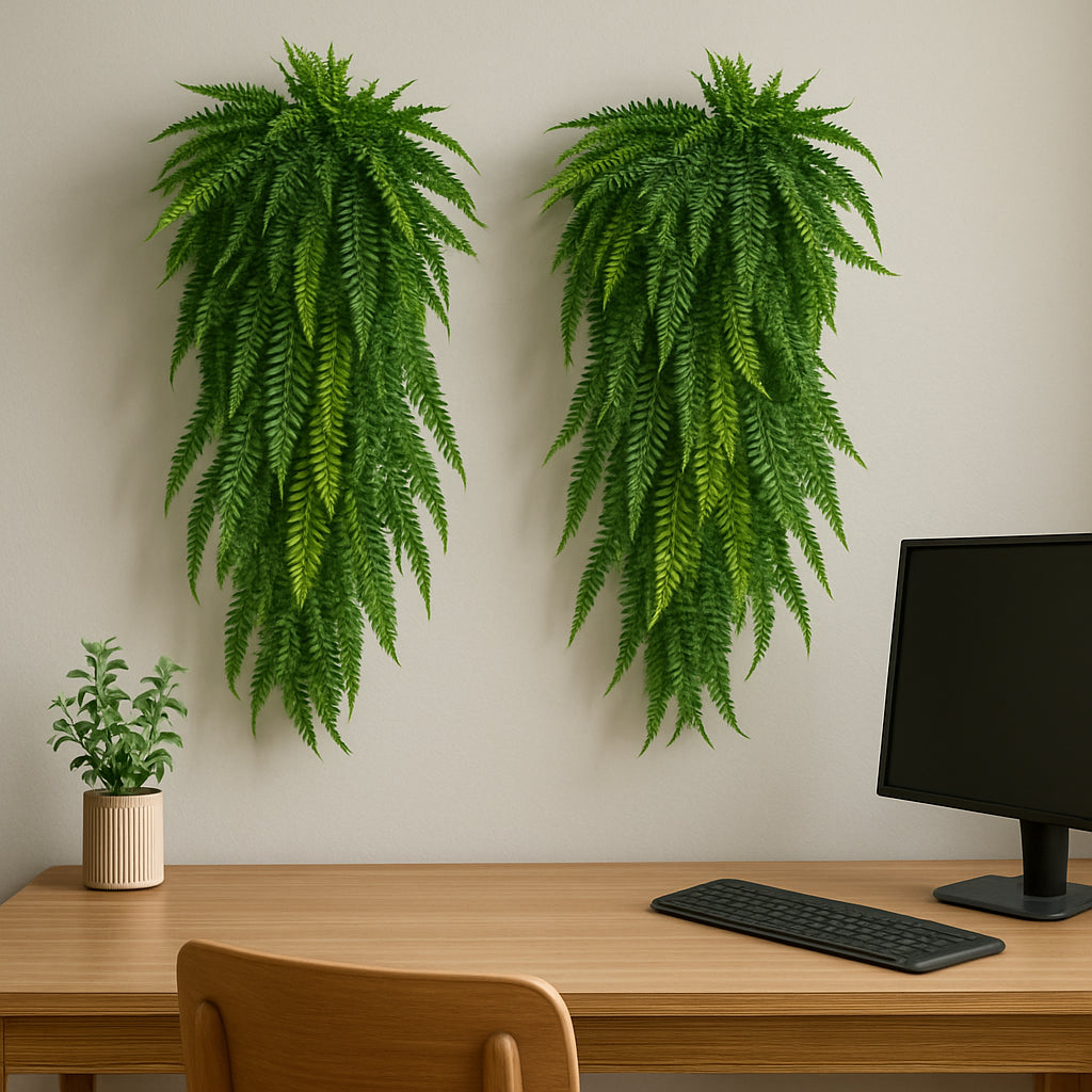 Kit 2 Samambaias Artificiais Pendentes | 80cm Realista para Áreas Internas e Externas