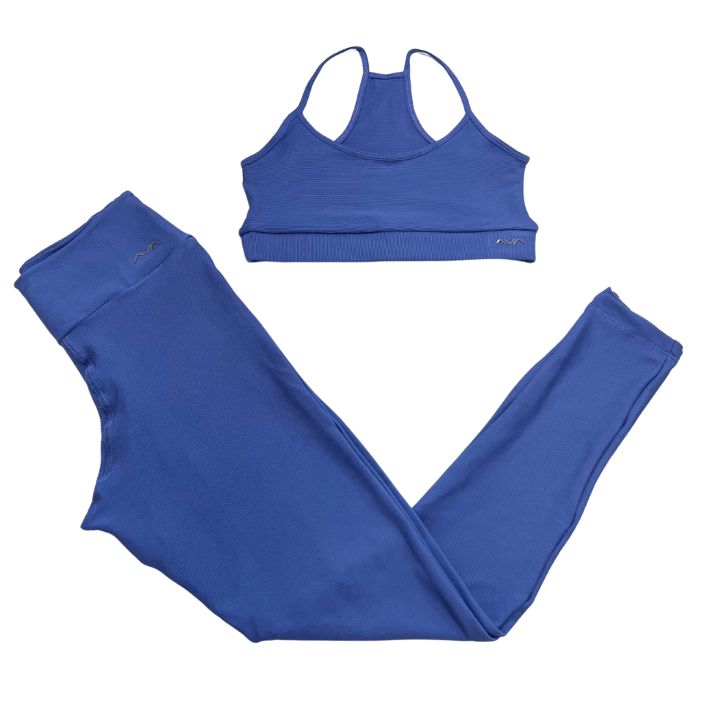 Conjunto Fitness Canelado | Top e Legging com Bolso