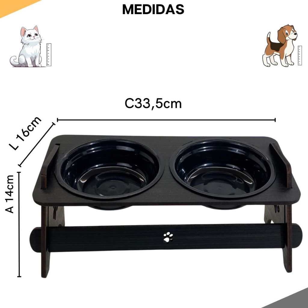 Comedouro e Bebedouro Pet Elevado | Tigelas Inclusas (Para Cães e Gatos)