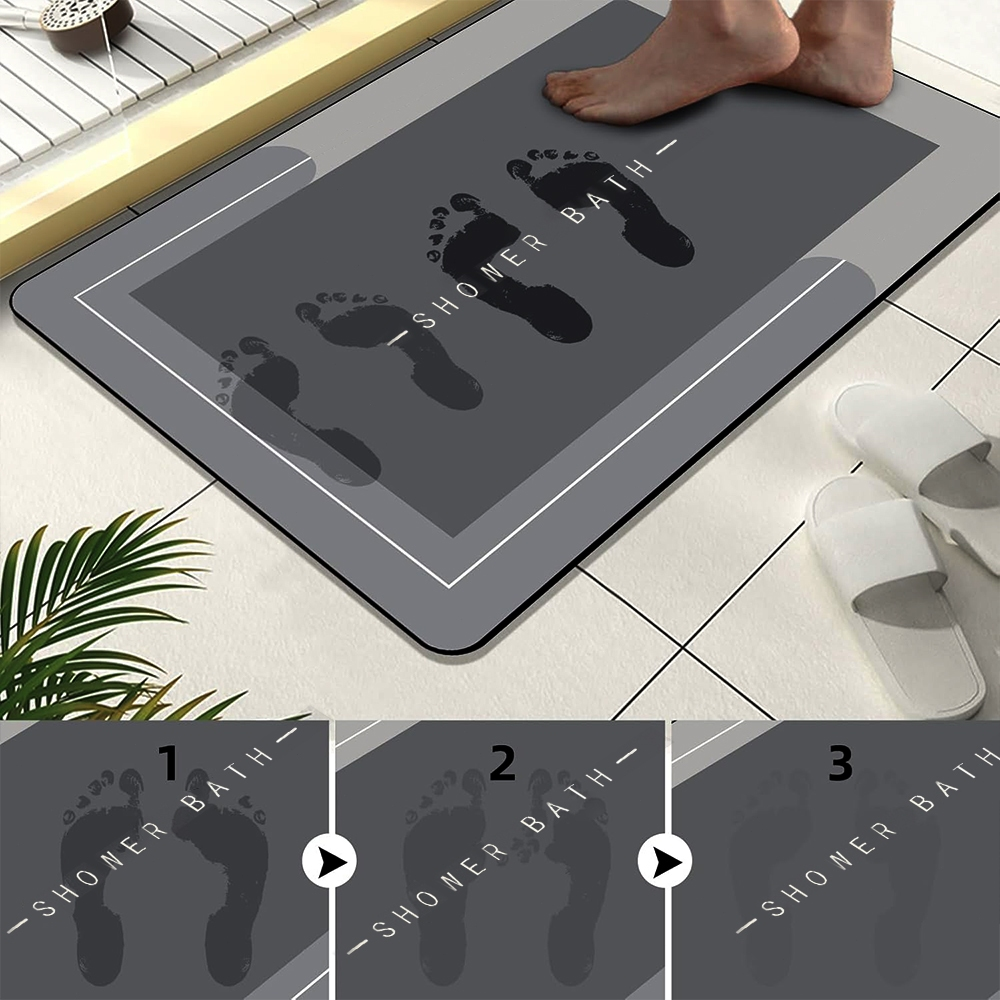 Kit Tapete Antiderrapante para Banheiro de Secagem Rápida e Super Absorvente - Para Banheiro E Porta De Entrada