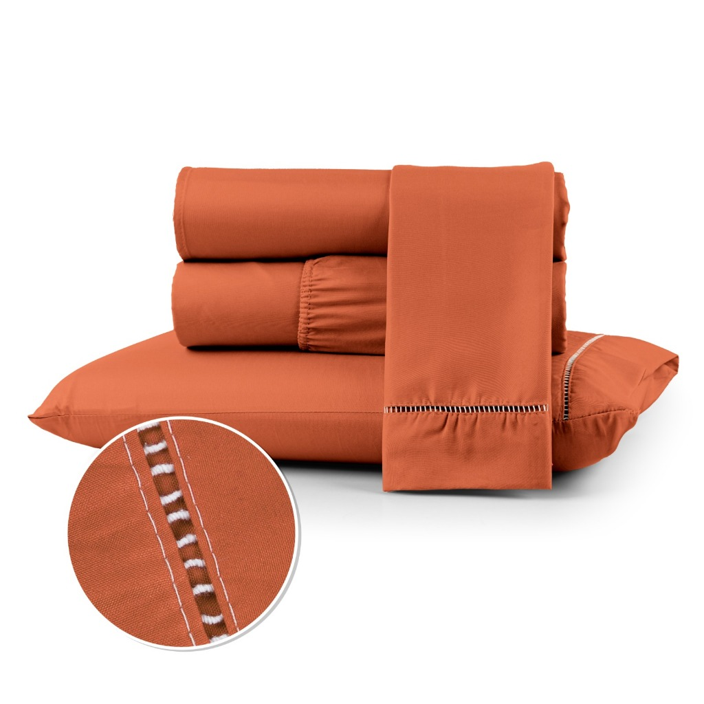 Jogo de Lençol Ponto Palito | 400 Fios Micropercal