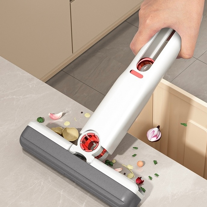 Kit Rodinho De Pia Cozinha Rodo Mini Mop Magico Limpa E Seca -Retrátil E Pendurável