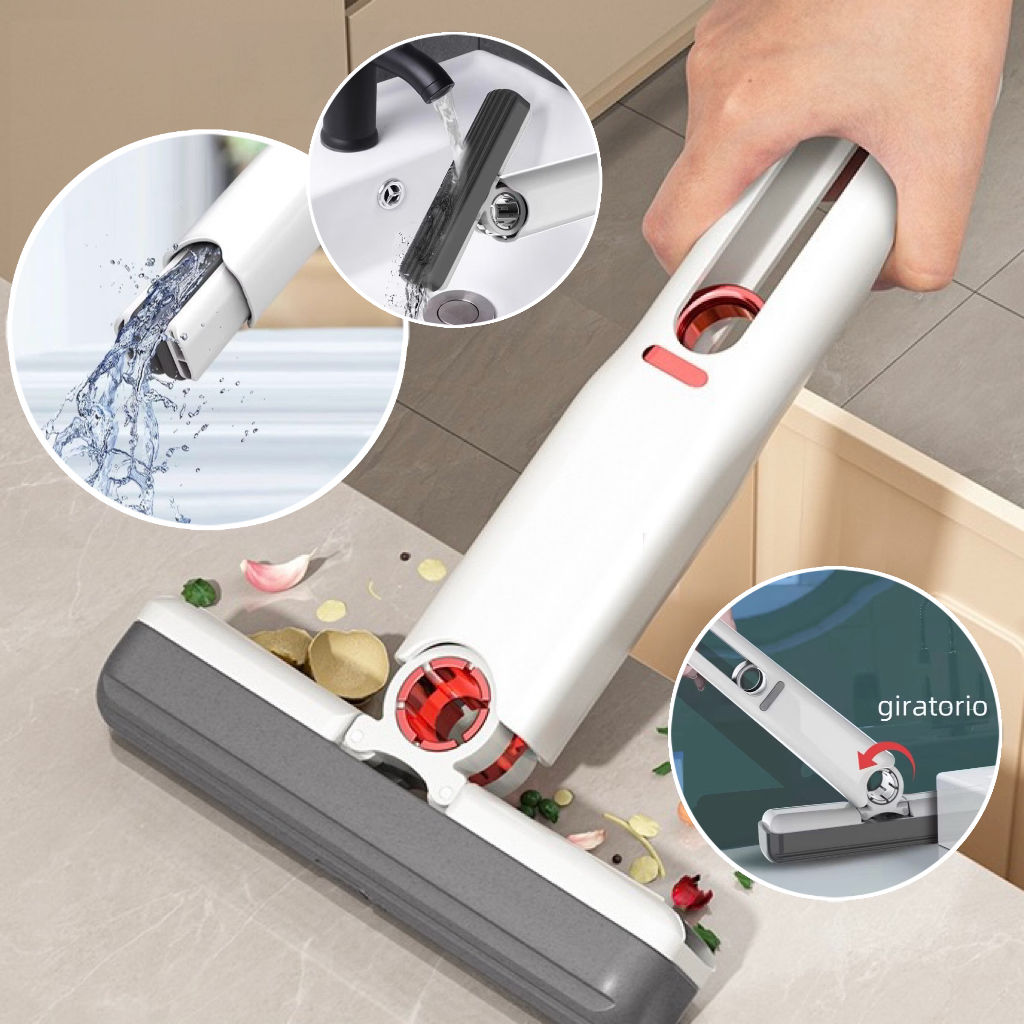 Kit Rodinho De Pia Cozinha Rodo Mini Mop Magico Limpa E Seca -Retrátil E Pendurável