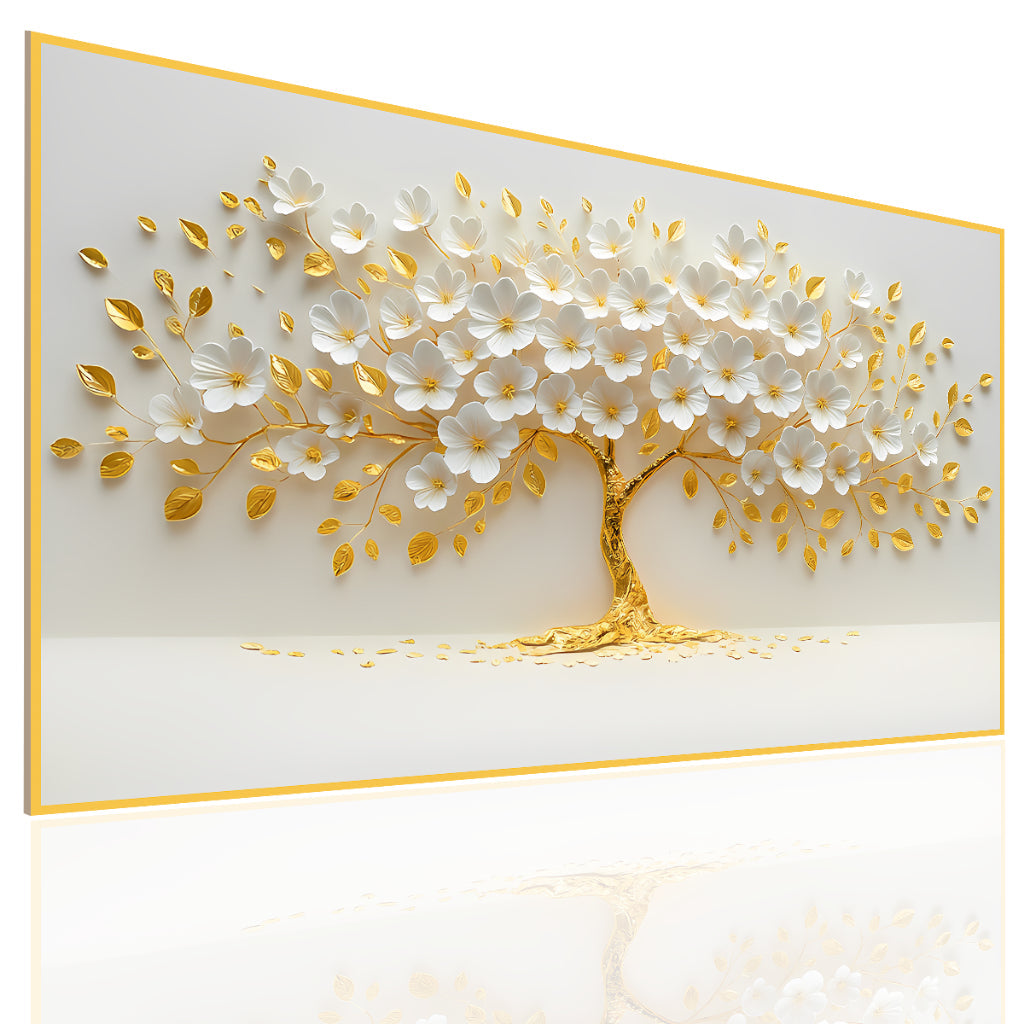Quadro Decorativo Grande 110x80 | Árvore da Vida (Pétala Branca)