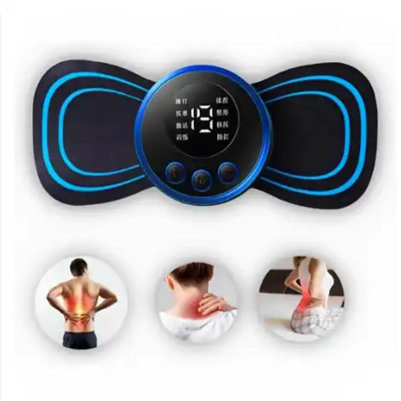 Kit 4 Mini Massageadores Elétricos EMS | Alívio Portátil para Pescoço e Lombar