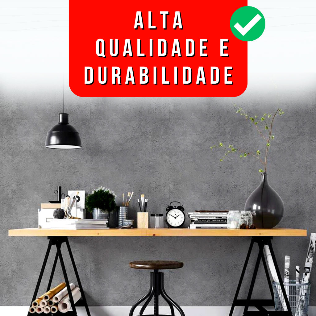 Papel de Parede Adesivo Cimento Queimado | Rolo 10 Metros Lavável