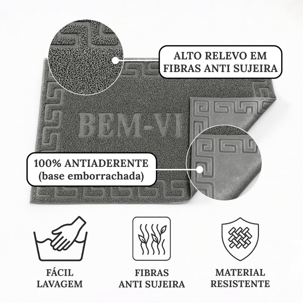 Kit 6 Capachos "Bem-Vindo" | Borracha Antiderrapante para Porta de Entrada