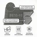 Kit 6 Capachos "Bem-Vindo" | Borracha Antiderrapante para Porta de Entrada