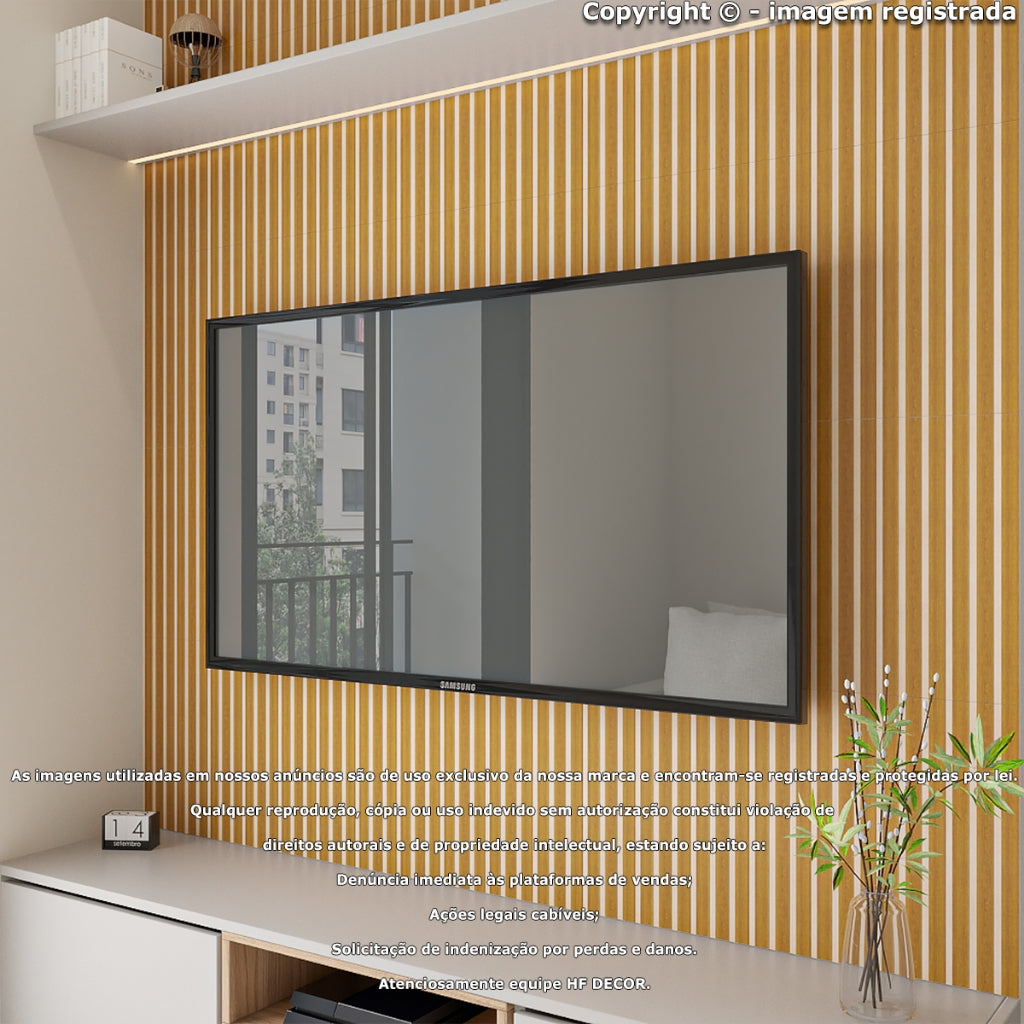 Kit 250 Placas Painel Ripado Decorativo | MDF Premium 45x11cm