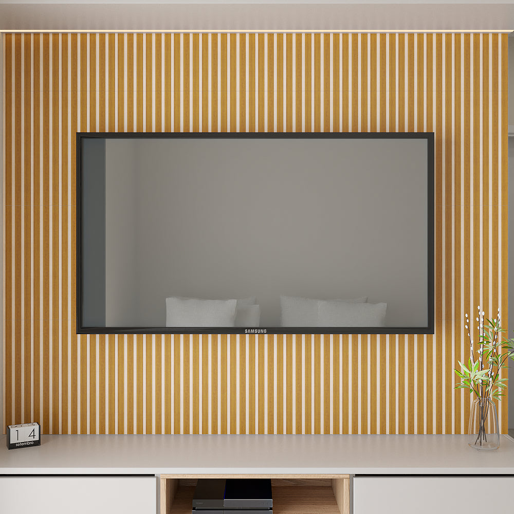 Kit 250 Placas Painel Ripado Decorativo | MDF Premium 45x11cm