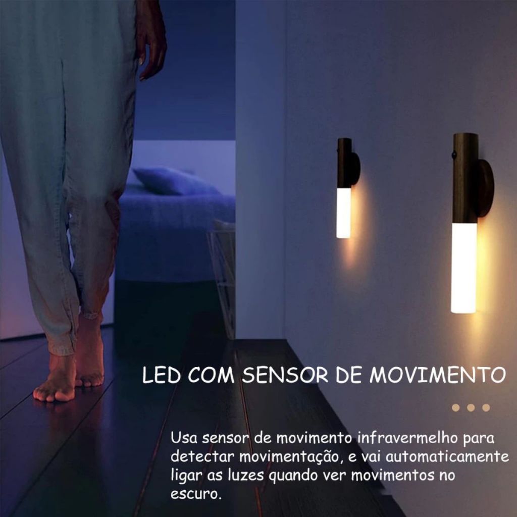 Luminária LED Recarregável | Sensor de Movimento e Acabamento Premium [COMPRE 1 LEVE 2]