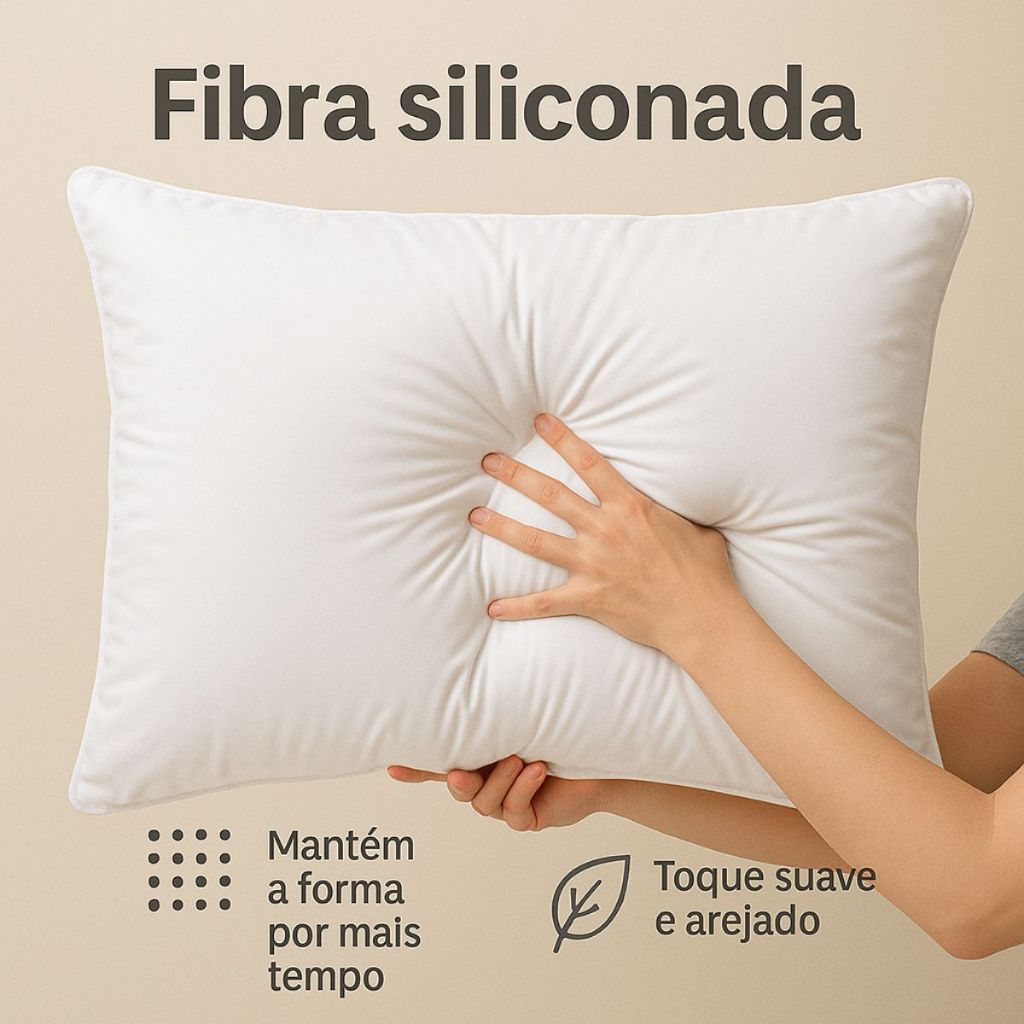 Travesseiro Fibra Siliconada 70x50cm | 600g Super Macio e Antialérgico