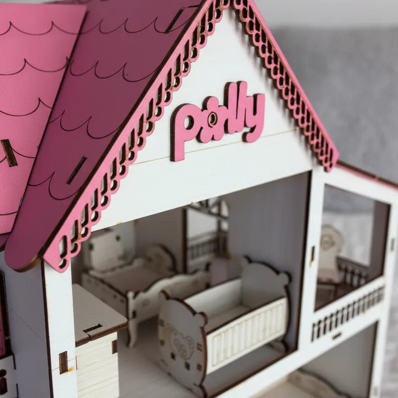 Brinquedo Para Crianças Casinha Em Mdf + Kit 19 Mini Móveis