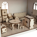 Brinquedo Para Crianças Casinha Em Mdf + Kit 19 Mini Móveis