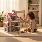 Brinquedo Para Crianças Casinha Em Mdf + Kit 19 Mini Móveis