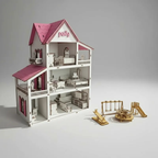 Casinha de Bonecas em MDF | Inclui Kit com 19 Mini Móveis