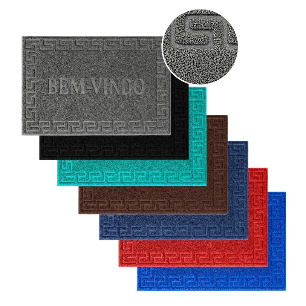 Kit 6 Capachos "Bem-Vindo" | Borracha Antiderrapante para Porta de Entrada