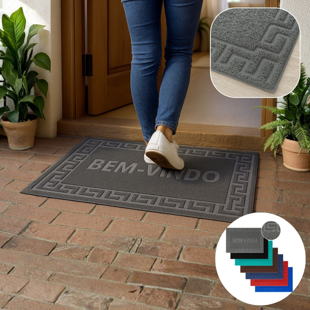 Kit 6 Capachos "Bem-Vindo" | Borracha Antiderrapante para Porta de Entrada
