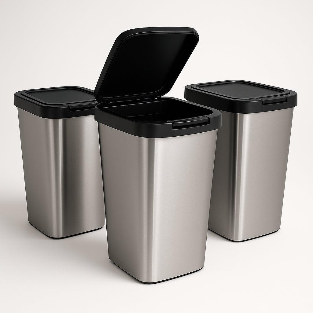 Lixeira 9L com Tampa Click | Tipo Inox