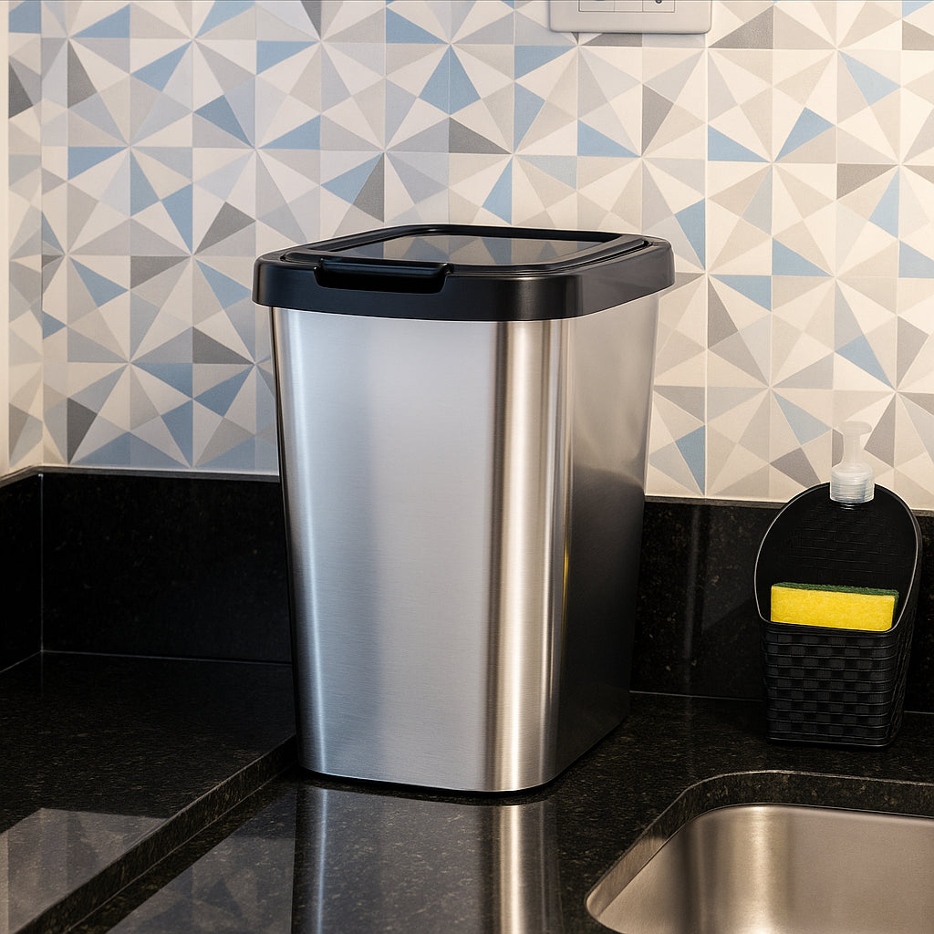 Lixeira 9L com Tampa Click | Tipo Inox