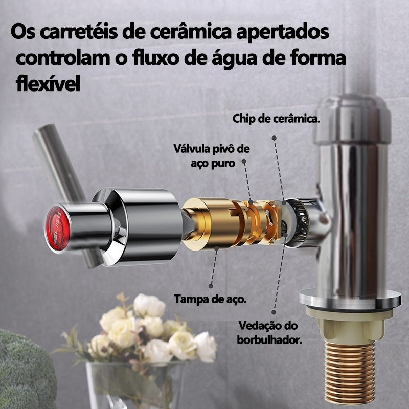 Torneira Gourmet Inox de Parede | Flexível 360° com 2 Modos de Jato