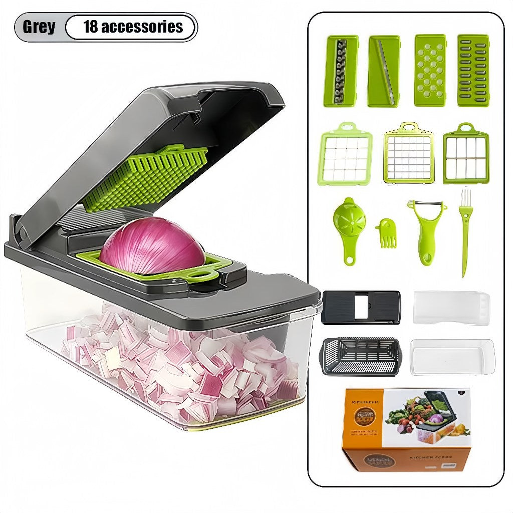 Fatiador de Legumes Profissional 18 em 1 | Aço Inoxidável Multiuso